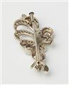 An Art Déco 14k gold platinum diamond and pearl spray brooch. - image-2