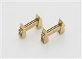 A pair of German hand forged 18k gold "navette" cufflinks with ingenious folding mechanism. - image-1