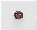 A Retro Style 18k rose gold diamond and ruby cabochon "raspberry" ring. - image-1