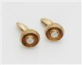 A pair of German 14k gold and diamond Retro style cufflinks. - image-1