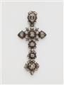 A Rococo silver gilded diamond multi part cross pendant. - image-1