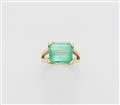 A French 18k gold and ca. 7.5 ct Columbian emerald ring. - image-1