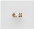 An 18k yellow gold and European old-cut diamond solitaire ring. - image-1