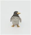 A small German 18k bicolour gold, black and white diamond pinguin brooch. - image-1
