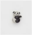 A small 18k white gold onyx and diamond panda brooch, can also be worn as a pendant. - image-1
