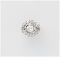 A platinum diamond swirl ring with a ca. 1.50 ct brilliant-cut diamond solitaire. - image-2