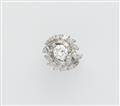 A platinum diamond swirl ring with a ca. 1.50 ct brilliant-cut diamond solitaire. - image-1