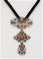 A Flemish 18k red gold silver and diamond cross pendant. - image-1