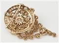 An 18k gold and diamond cluster brooch with festoons. - image-2