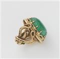 An Italian 18k gold and large carved emerald snake ring. - image-2