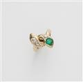 A 14k gold diamond and Columbian emerald snake ring. - image-1