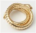 An Italian 18k gold and diamond tubogaz snake bangle. - image-2