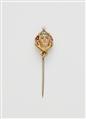 A probably American 14k gold enamel gem-set Art Nouveau pin. - image-1