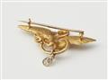 An Art Nouveau 18k gold griffon brooch with diamond droplet. - image-2