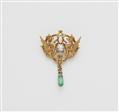 A French Art Nouveau 18k gold diamond griffon pendant brooch. - image-1