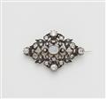 A silver 18k gold diamond and opal openwork brooch. - image-1