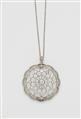 A Belle Epoque 14k rhodinated gold and diamond rosette pendant. - image-1