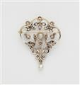 An Austrian Belle Epoque 14k gold diamond and pearl brooch with detachable mount. - image-2