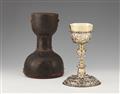 A Bohemian brass and silver communion chalice in the original case - image-2