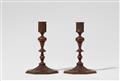 A museum quality pair of carved wood candlesticks - image-1
