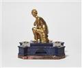 A gemstone ink well with the gilt bronze figure of a bathing Diana - image-3