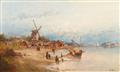 Armand Doré - A Pair of Coastal Landscapes with Windmills and Fishermen - image-2