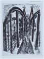 Ernst Ludwig Kirchner - Rheinbrücke in Köln (Hohenzollernbrücke). Verso: Drawing Zwei Mädchen im Tub - image-3