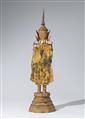 A Ratanakosin gilt and laquered bronze figure of a crowned and bejeweled Buddha Shakyamuni. Thailand. 19th century - image-2