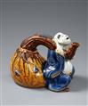 A Hirado sake ewer in shape of Hotei. Meiji period - image-2