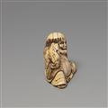 A Kyoto ivory netsuke of Gama sennin by Yoshinaga. Second half 18th century - image-4