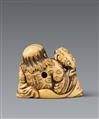 Netsuke des jugendlichen und lachenden Gama Sennin. Elfenbein. Kyoto. 2. Hälfte 18. Jh. - image-7