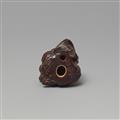 Netsuke des sitzenden Gama Sennins. Dunkles Holz. Edo. 19. Jh. - image-5