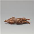 A rare softwood netsuke of a sennin. Early 18th century - image-4