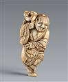 A Kyoto ivory netsuke of Gama Sennin. Late 18th century - image-1