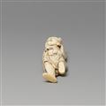 Netsuke des chinesisches Dichter-Exzentrikers Kanzan. Elfenbein. 18. Jh. - image-5