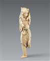 An ivory netsuke of the Chinese excentric poet Kanzan. 18th century - image-1