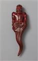 A black and red-lacquered softwood netsuke of a man rising from a cloud. 19th century - image-3