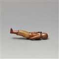 Netsuke eines stehenden Insulaners. Buchsbaum und Lack. 19. Jh. - image-4