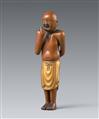 A boxwood and lacquer netsuke of an islander. 19th century - image-1