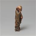 A polychromed softwood netsuke of a rakan, in the style of Shuzan. 19th century - image-4