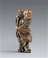 A polychromed softwood netsuke of a rakan, in the style of Shuzan. 19th century - image-1