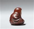 Netsuke des meditierenden Daruma. Buchsbaum und Elfenbein. Edo. Mitte 19. Jh. - image-5