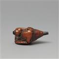 A boxwood netsuke of a yamabushi inside a hora. Early 19th century - image-3