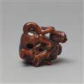 A powerful boxwood netsuke of Busho and a tiger. 18/early 19th century - image-4