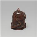 Netsuke der Kiyohime neben einer Glocke. Buchsbaum. 19. Jh. - image-4