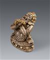 A rare Tibetan silver figurine of Vajradaka. Details gilt. 18/19th century - image-1