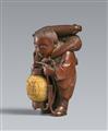 Netsuke eines Jungen mit Laterne. Holz. Tokyo. Spätes 19. Jh. - image-1