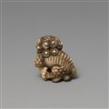 An ivory netsuke of a shishi with a ball. First half 19th century - image-3