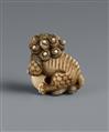 An ivory netsuke of a shishi with a ball. First half 19th century - image-5