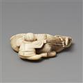 A Kyoto netsuke of a reclining ox and a herd boy. Late 18th century - image-3